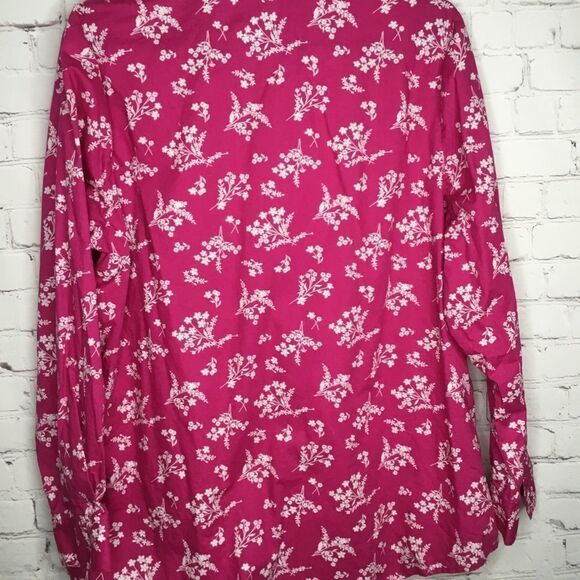 Woman Within Pink Floral Long Sleeve Button Up Shirt Size L 18/20 - Picture 7 of 15